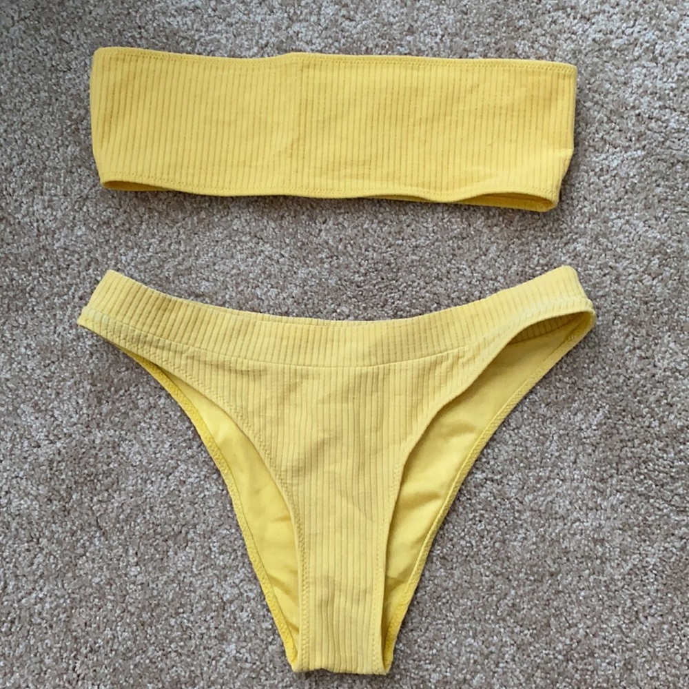 Triangl Swim yellow ribbed bikini